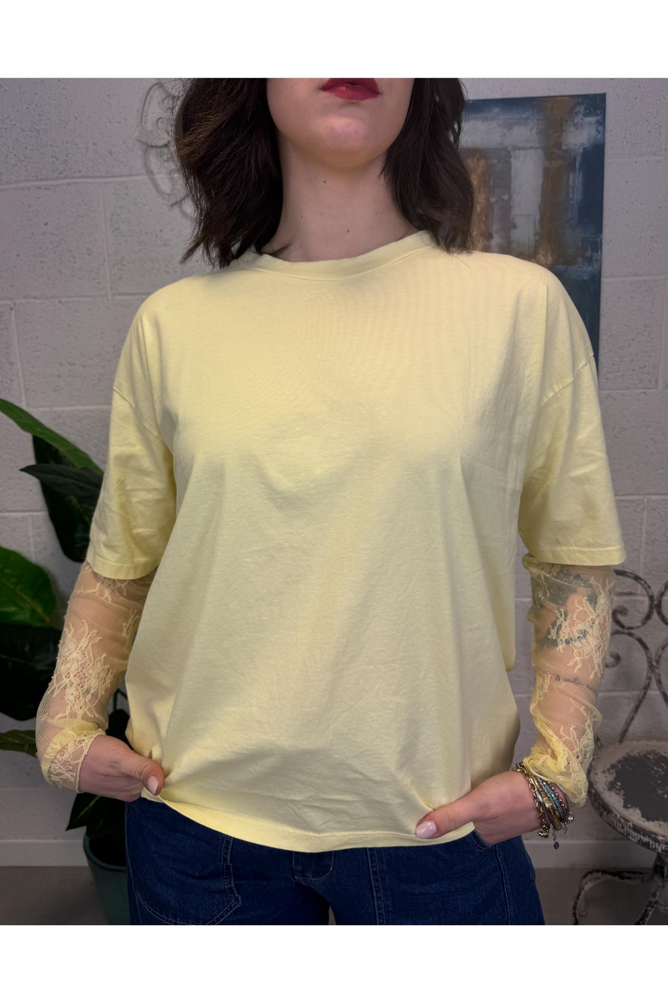 SUSY MIX T-shirt con pizzo Susy mix Giallo