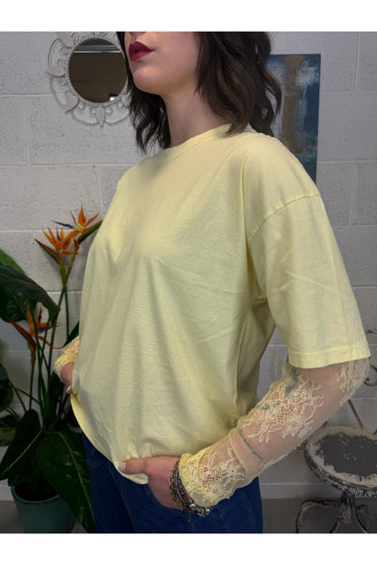 SUSY MIX T-shirt con pizzo Susy mix Giallo