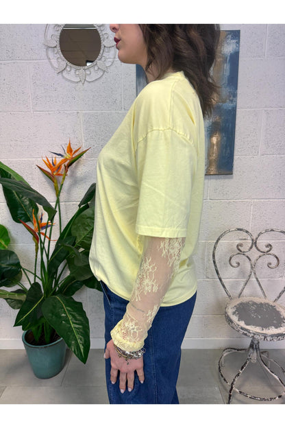 SUSY MIX T-shirt con pizzo Susy mix Giallo