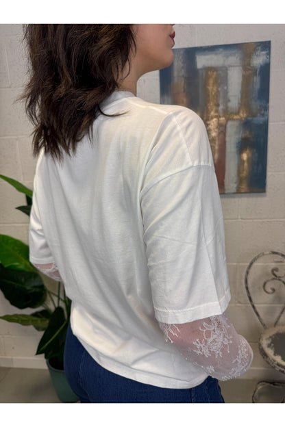 SUSY MIX T-shirt con pizzo Susy mix Latte