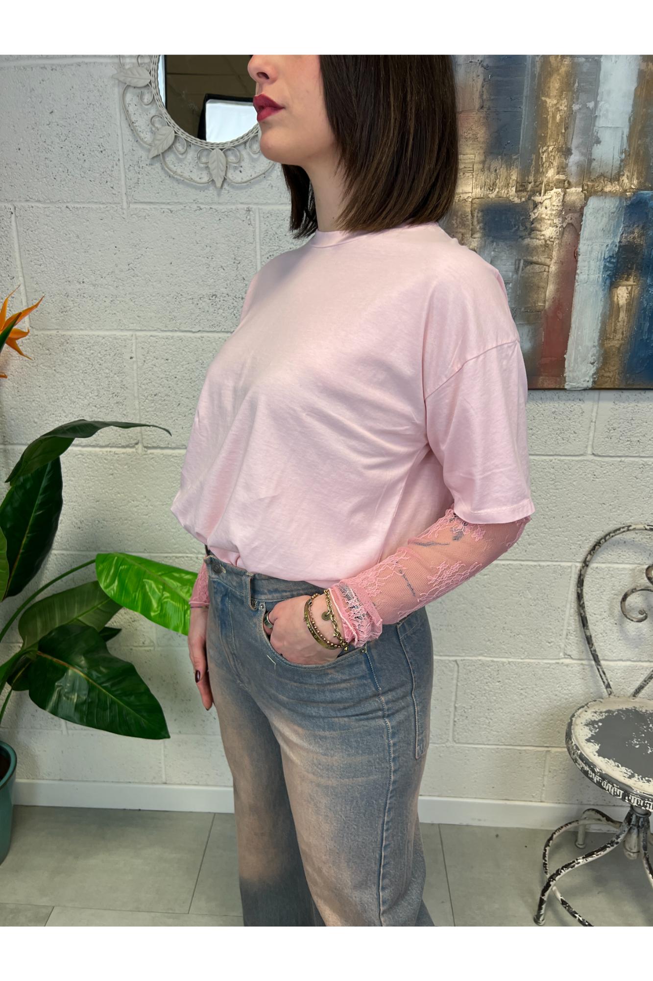 SUSY MIX T-shirt con pizzo Susy mix Rosa