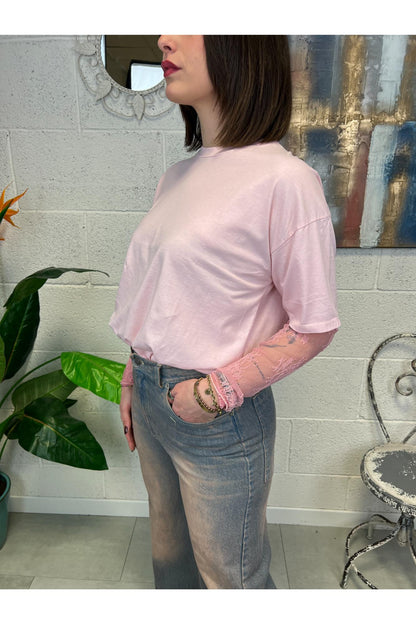 SUSY MIX T-shirt con pizzo Susy mix Rosa