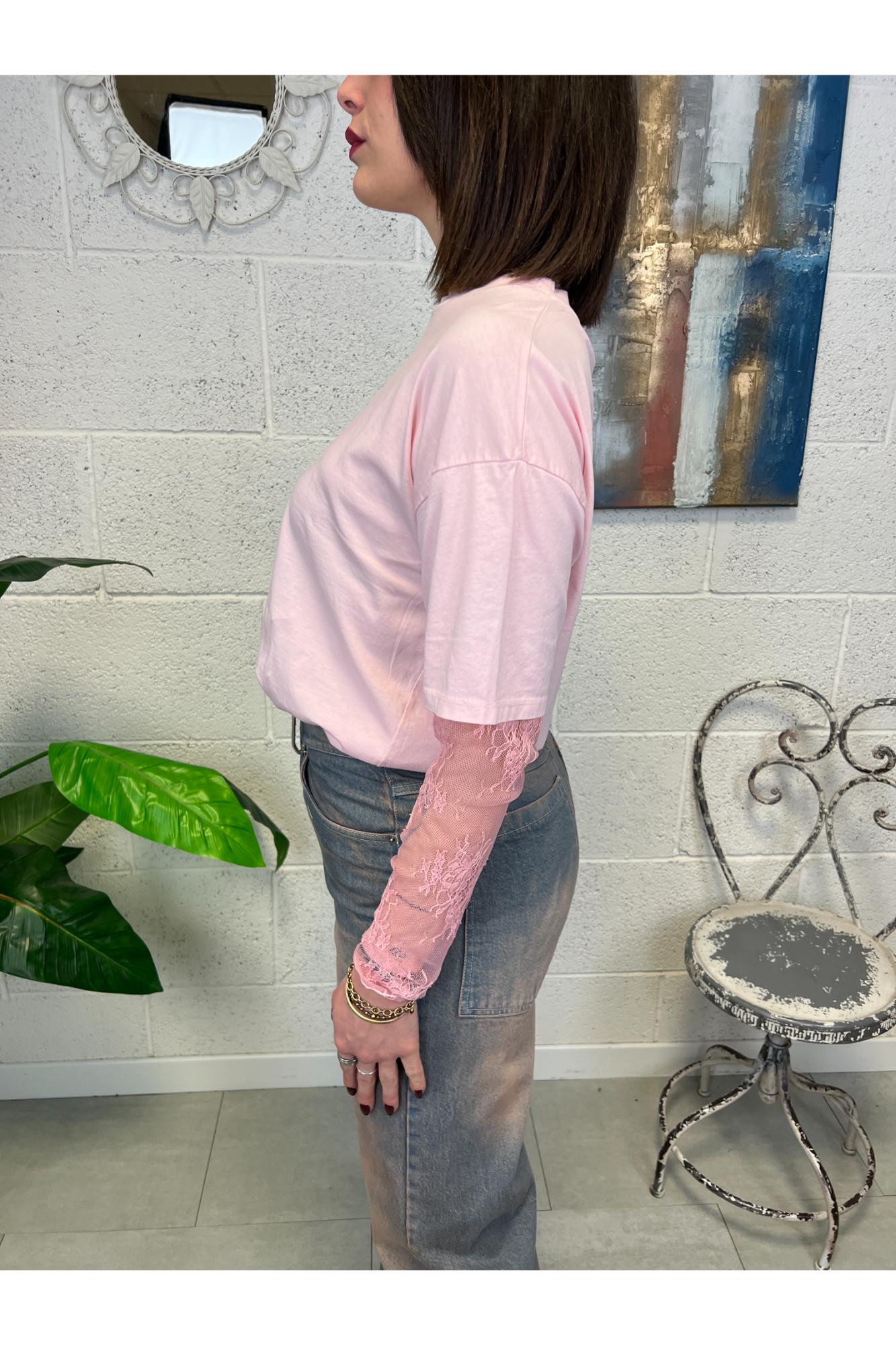 SUSY MIX T-shirt con pizzo Susy mix Rosa