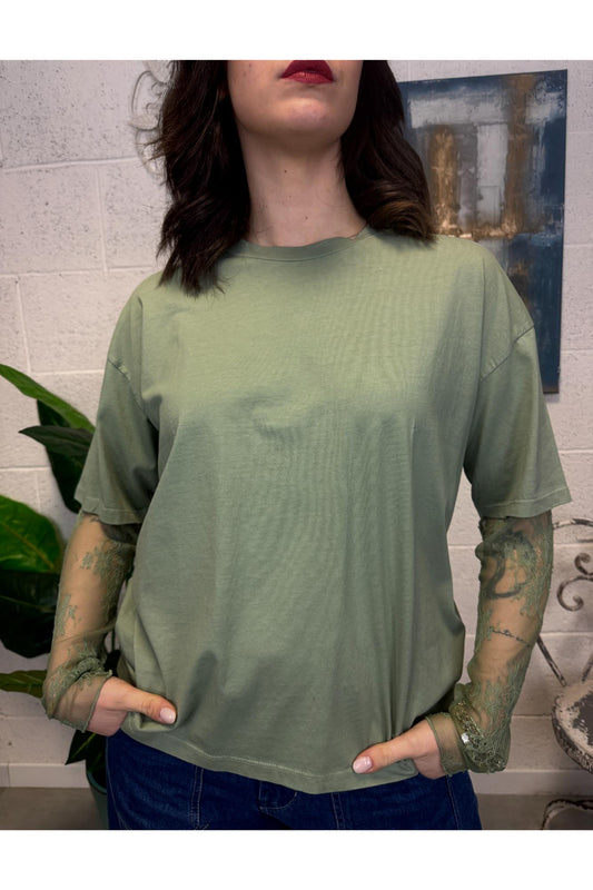 SUSY MIX T-shirt con pizzo Susy mix Verde