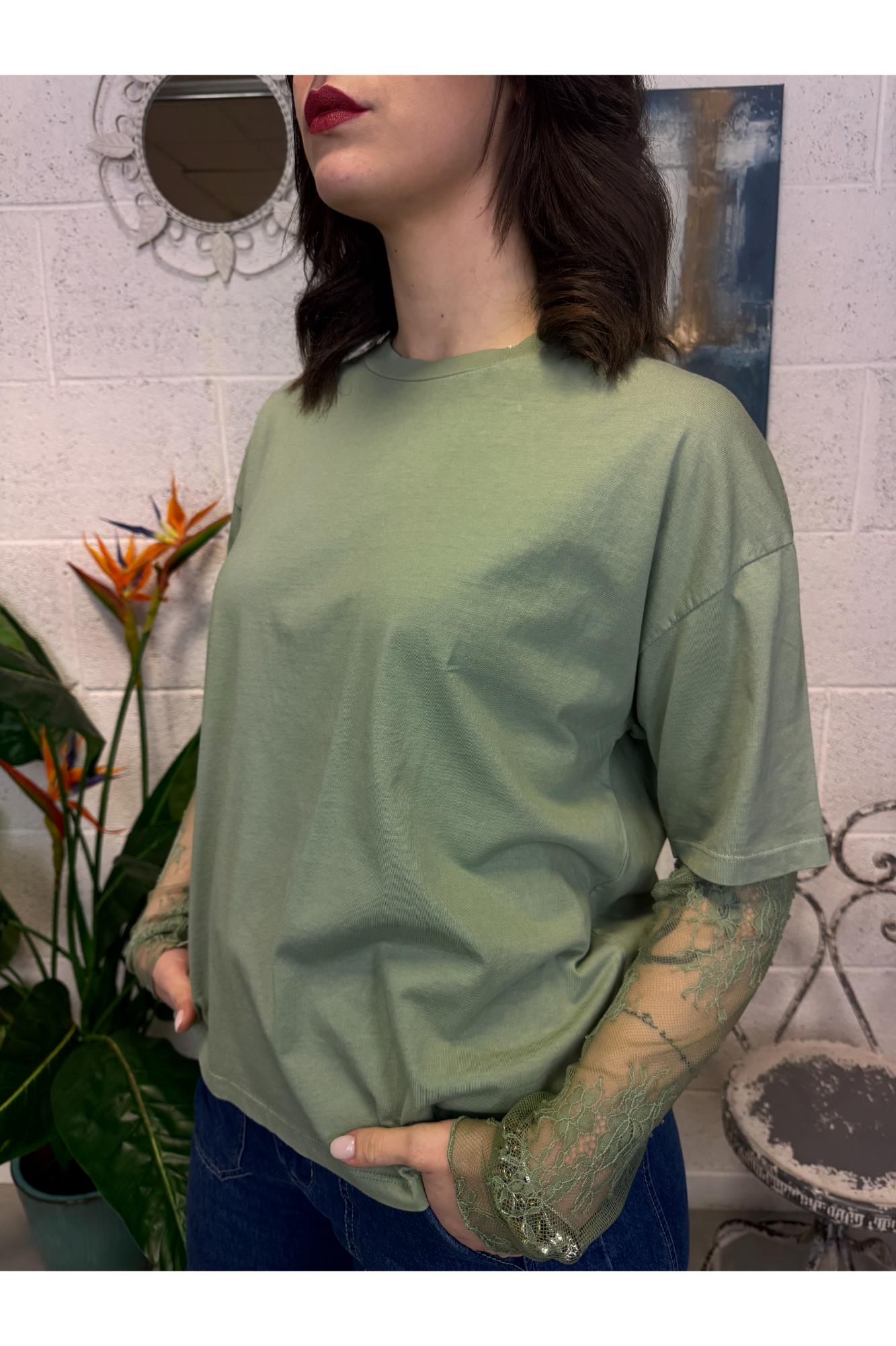 SUSY MIX T-shirt con pizzo Susy mix Verde
