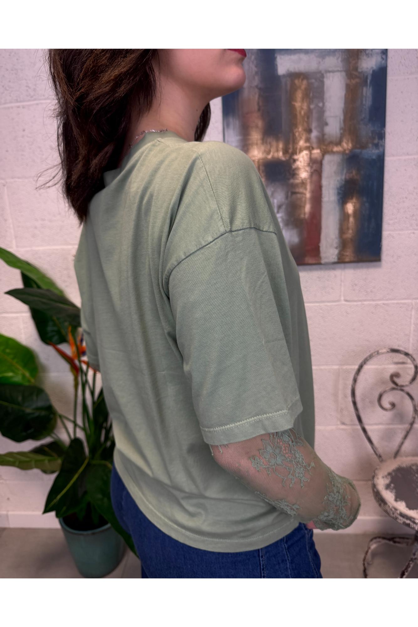 SUSY MIX T-shirt con pizzo Susy mix Verde