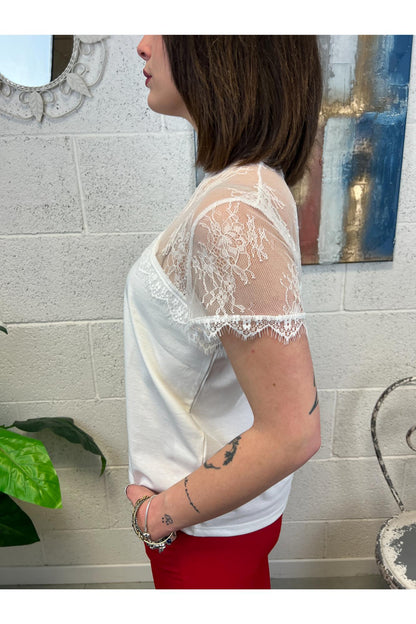 SUSY MIX T-shirt con pizzo Susy mix Bianco