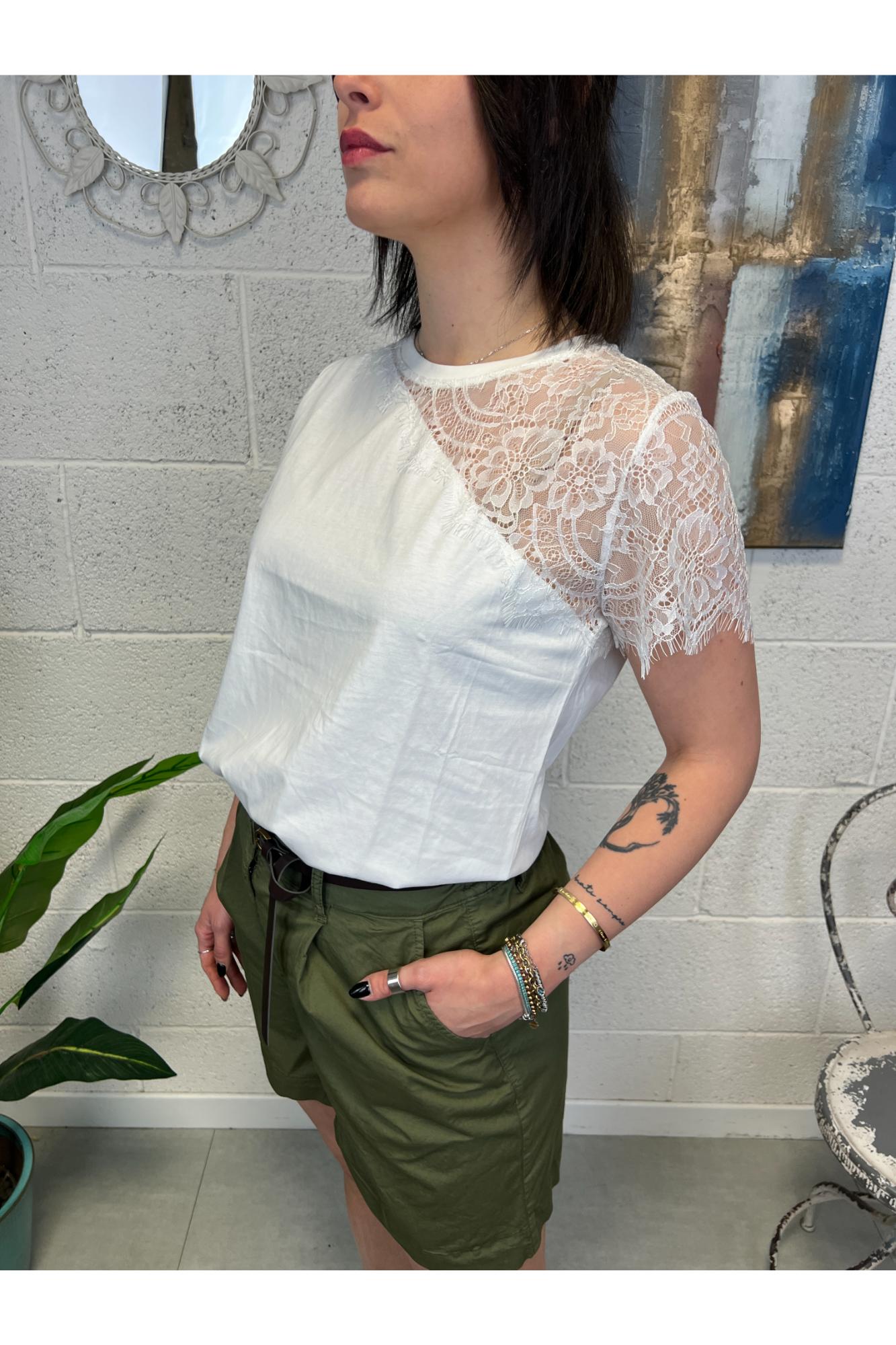 SUSY MIX T-shirt con pizzo Susy mix Bianco