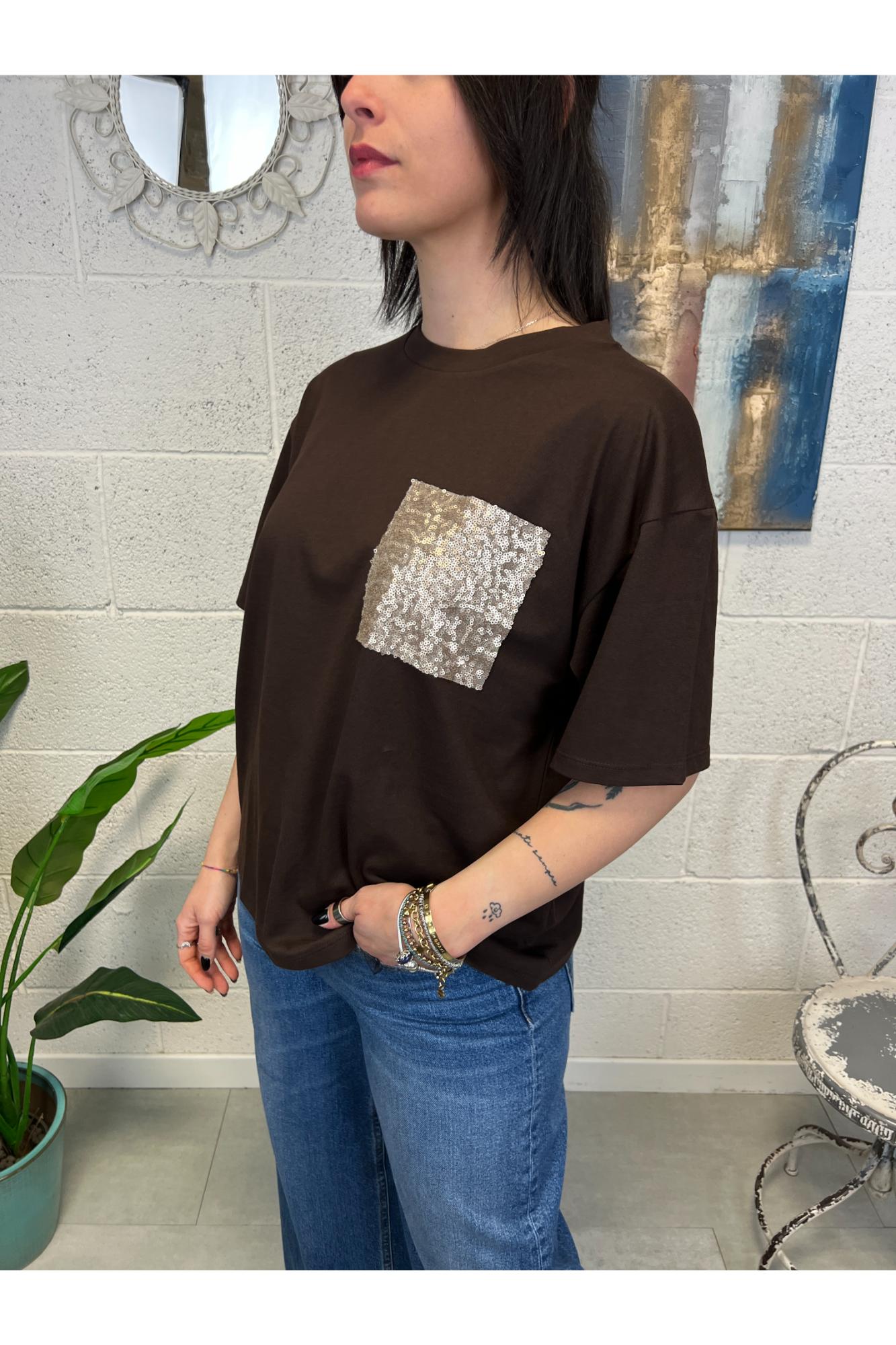 SUSY MIX T-shirt taschino di paillettes Susy mix Moro