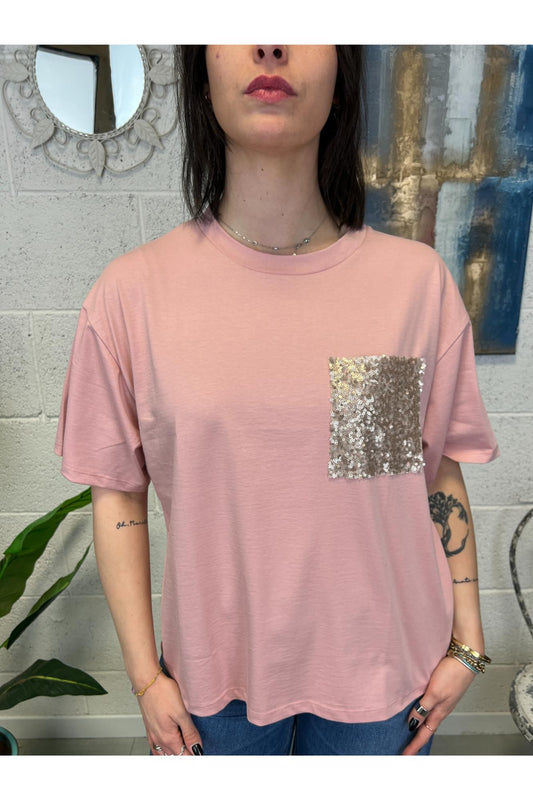 SUSY MIX T-shirt taschino di paillettes Susy mix Rosa