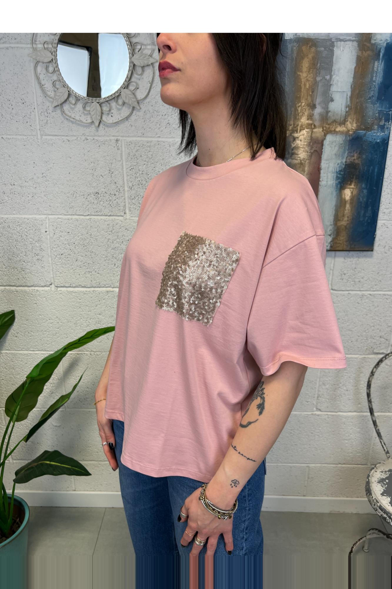 SUSY MIX T-shirt taschino di paillettes Susy mix Rosa