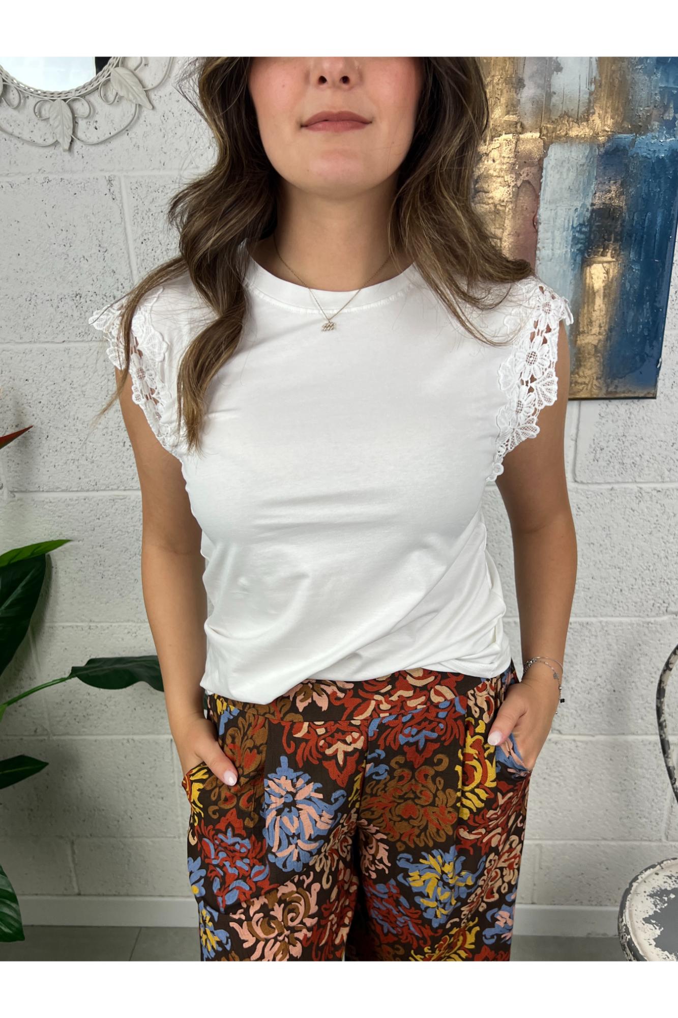 SUSY MIX T- shirt con pizzo Susy mix Bianco