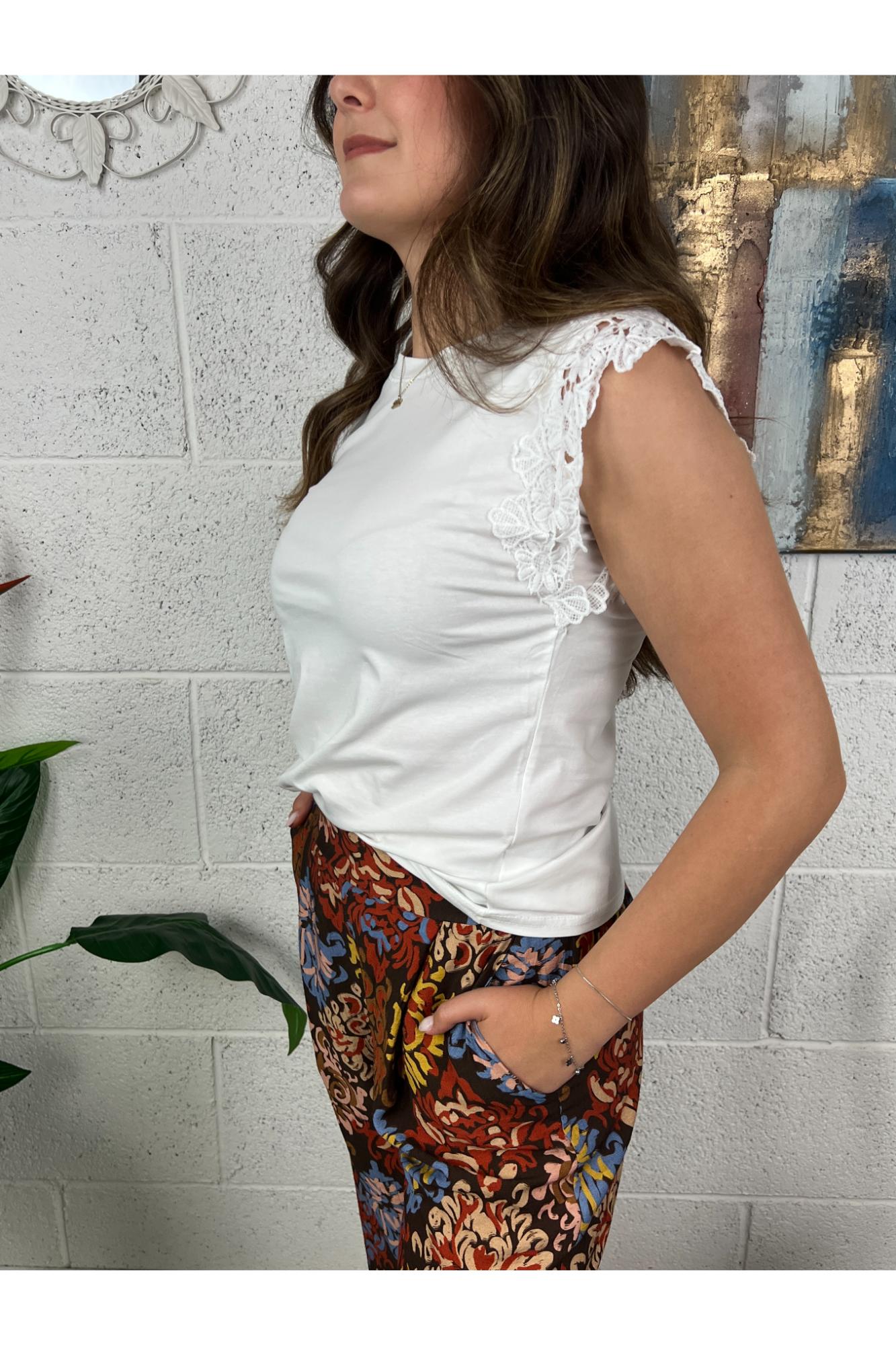 SUSY MIX T- shirt con pizzo Susy mix Bianco