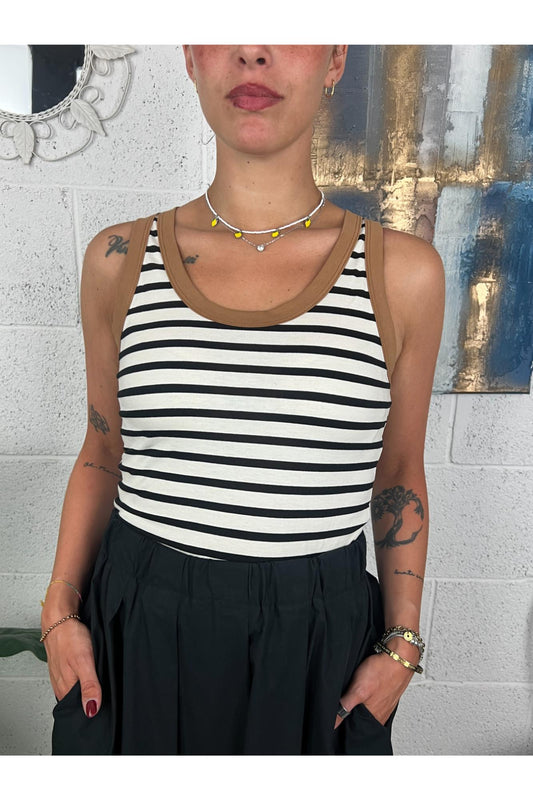 SUSY MIX Canottiera rigata Susy mix Nero