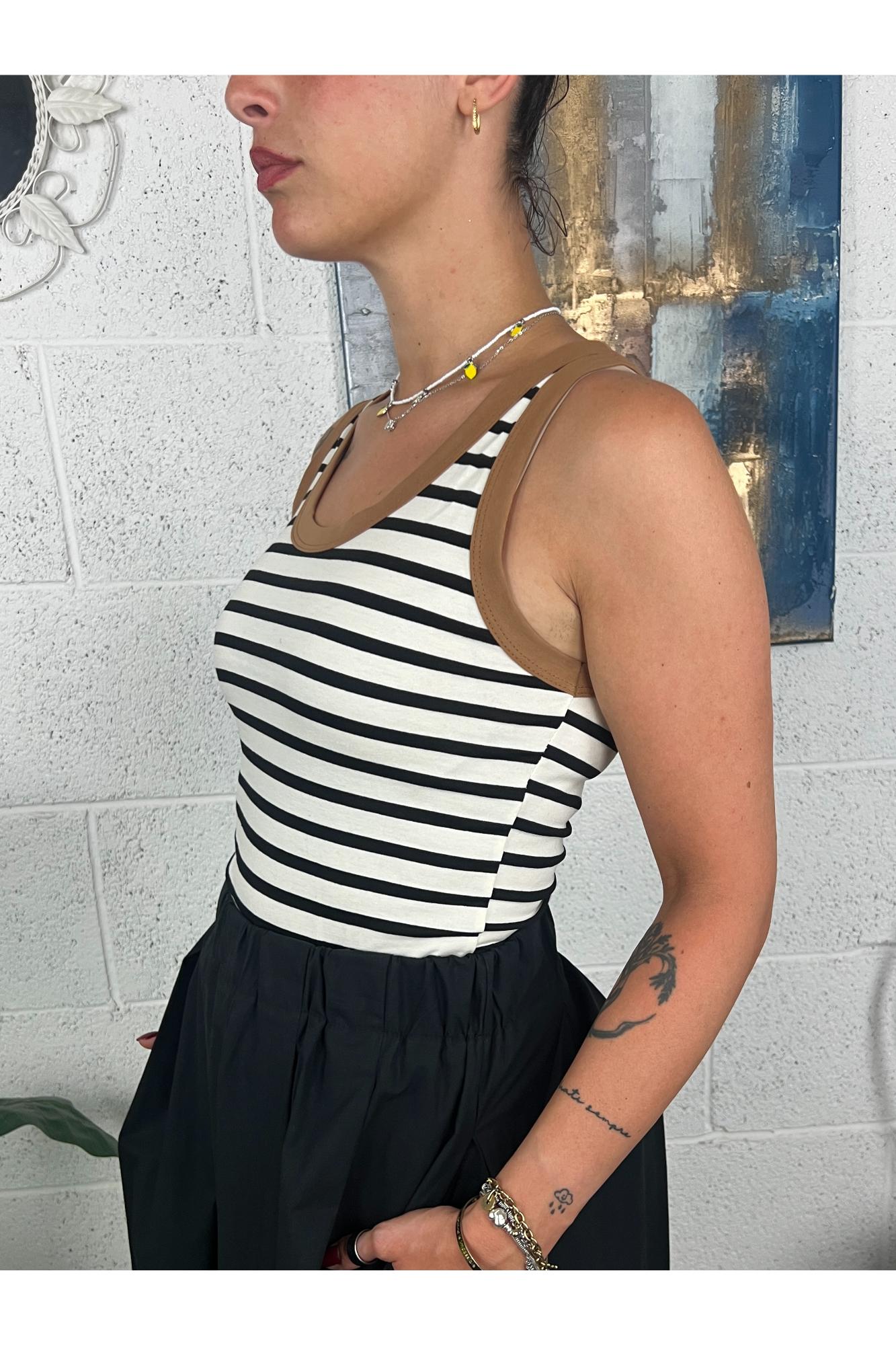 SUSY MIX Canottiera rigata Susy mix Nero