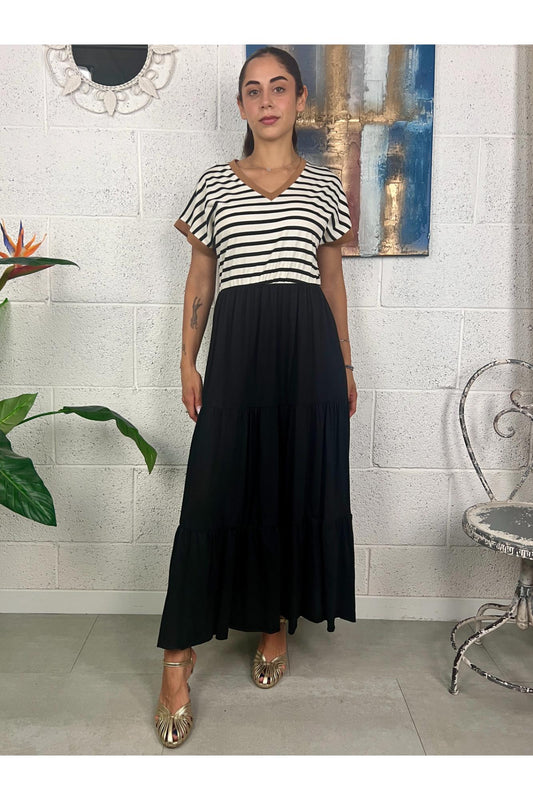 SUSY MIX Abito lungo rigato Susy mix Nero