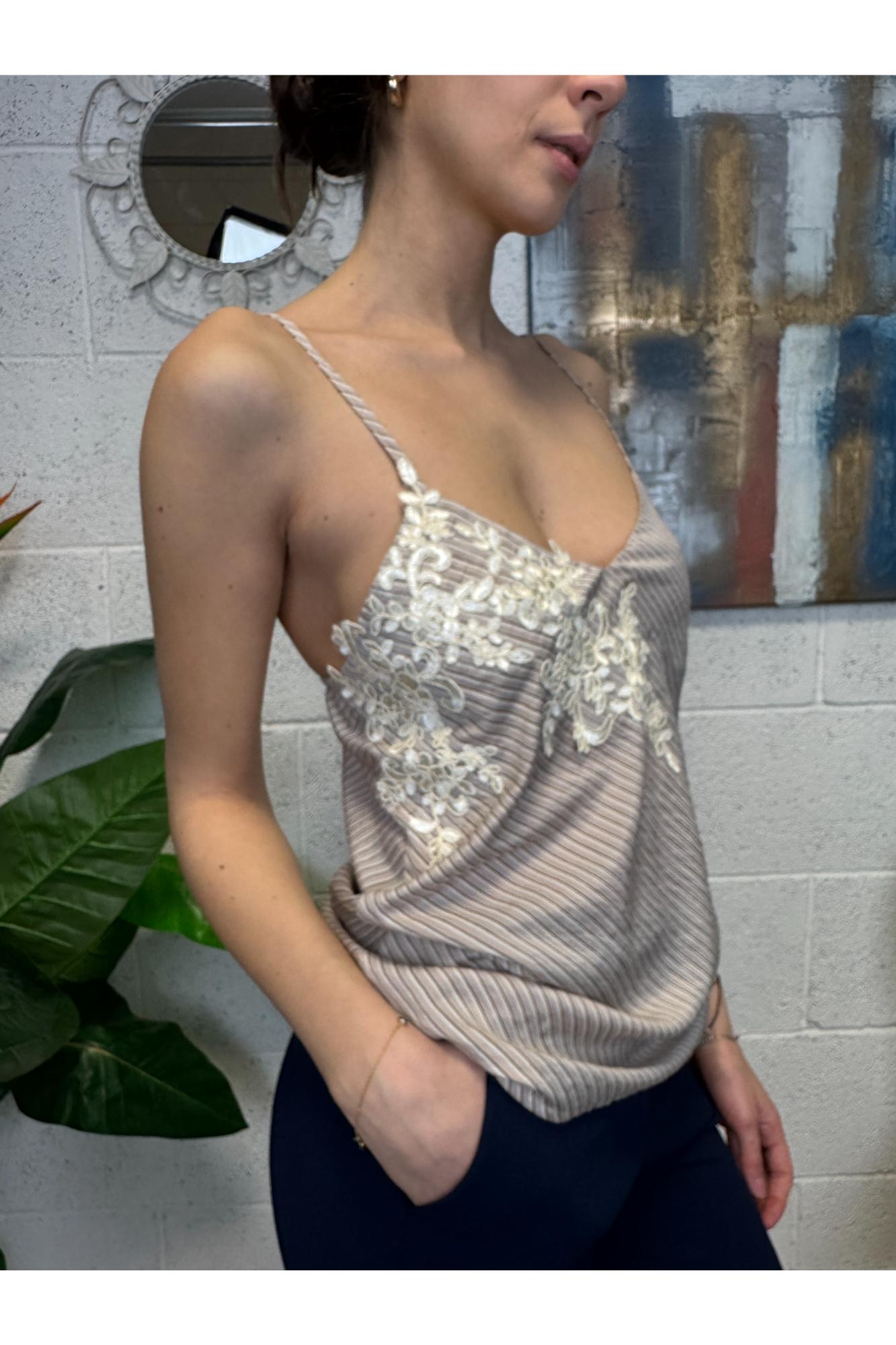 SUSY MIX Canottiera rigata e pizzo Susy mix Rosa