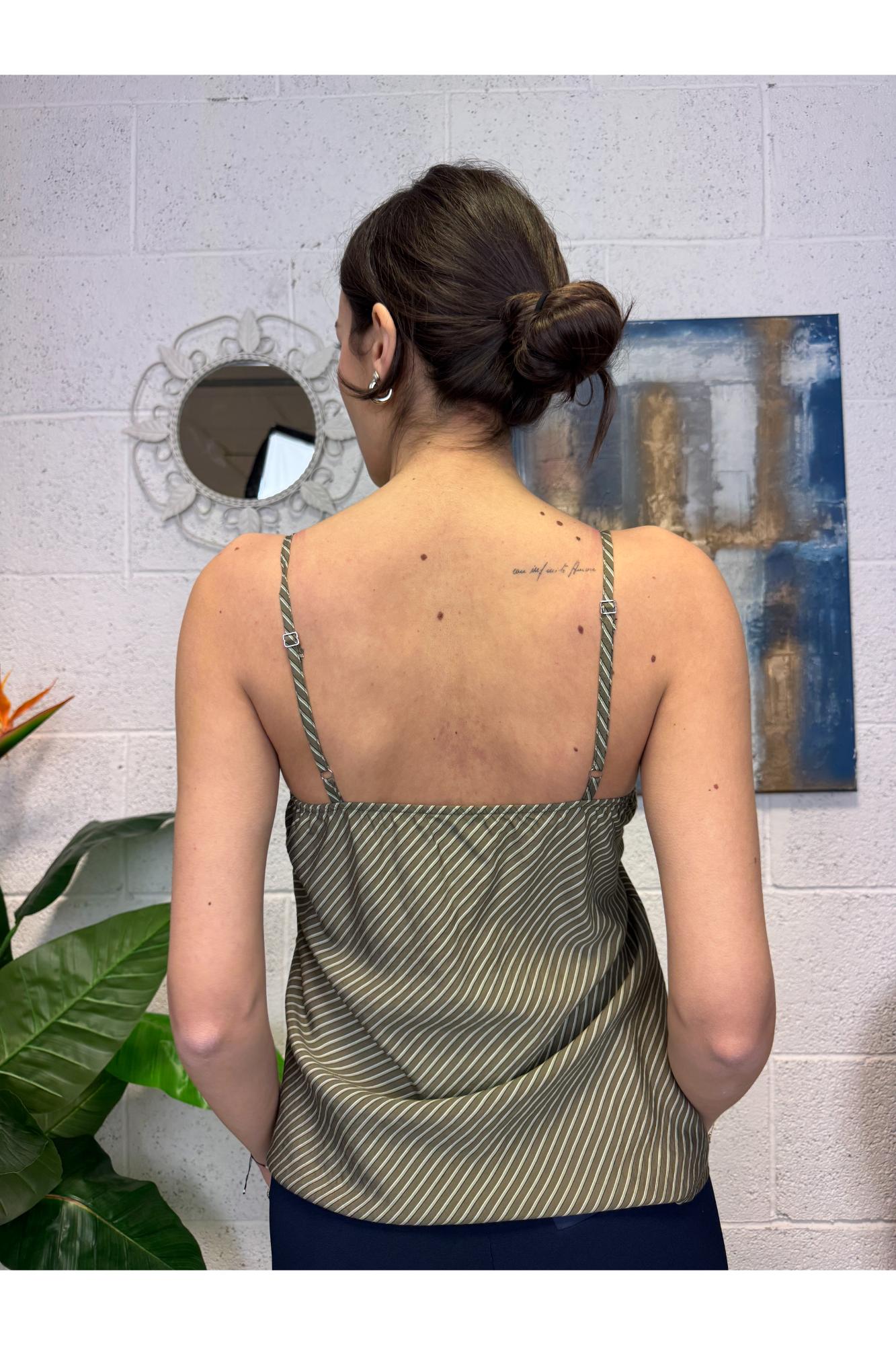 SUSY MIX Canottiera rigata e pizzo Susy mix Verde