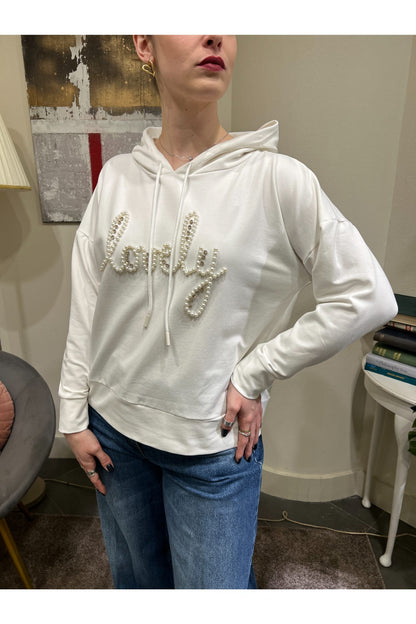 SUSY MIX Felpa con cappuccio Susy mix Panna