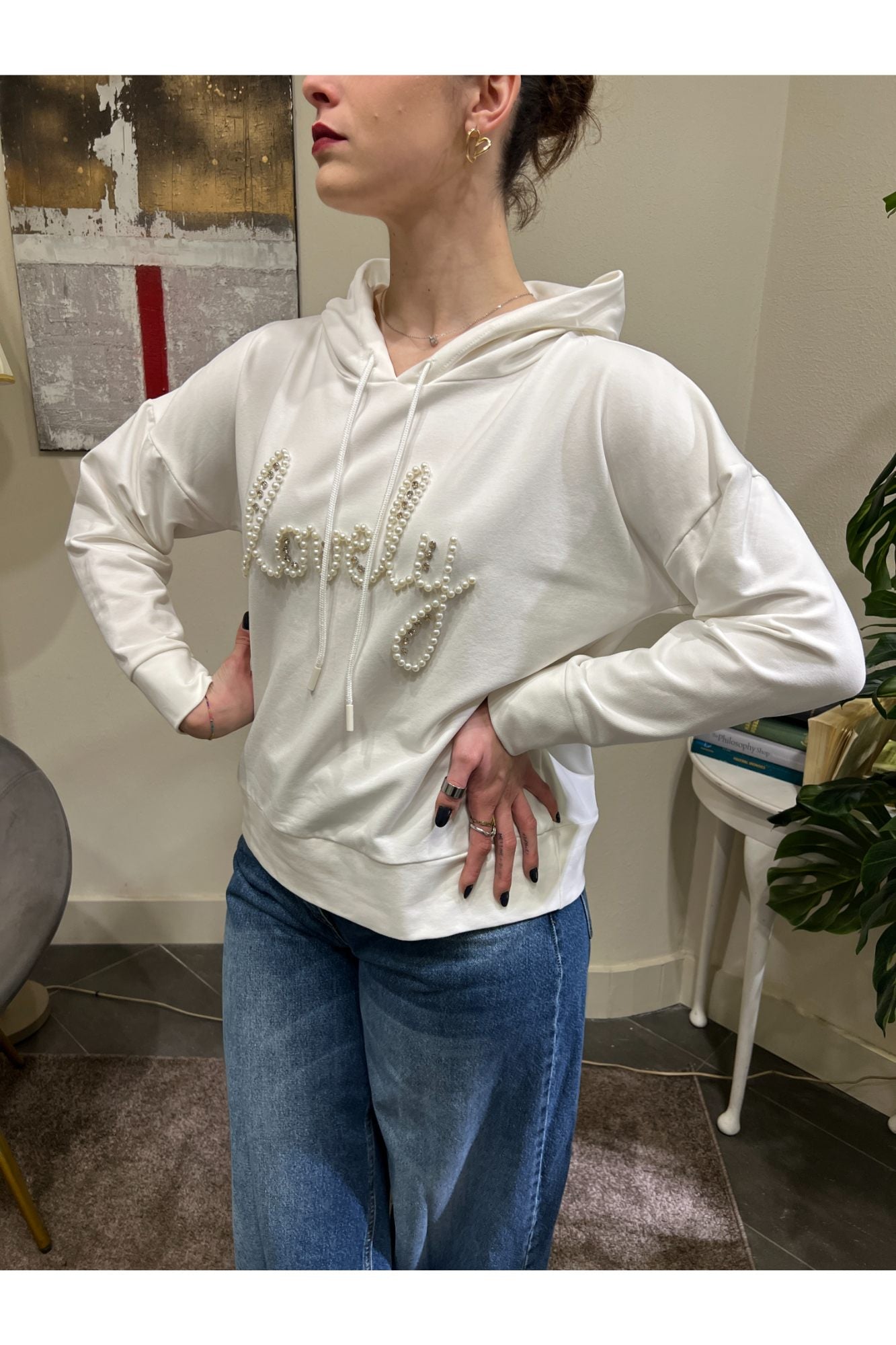 SUSY MIX Felpa con cappuccio Susy mix Panna