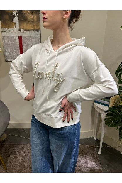 SUSY MIX Felpa con cappuccio Susy mix Panna