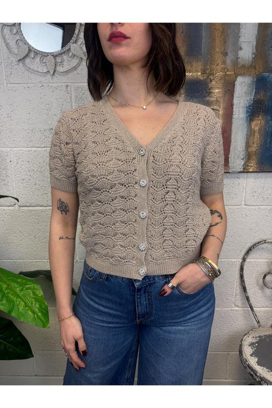 SUSY MIX Cardigan bottoni gioiello Susy mix Corda