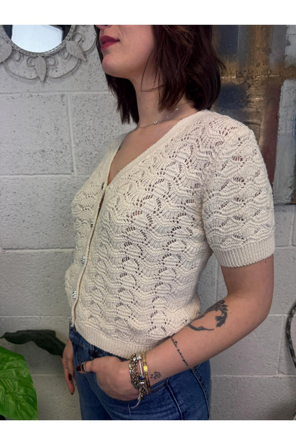 SUSY MIX Cardigan bottoni gioiello Susy mix Crema