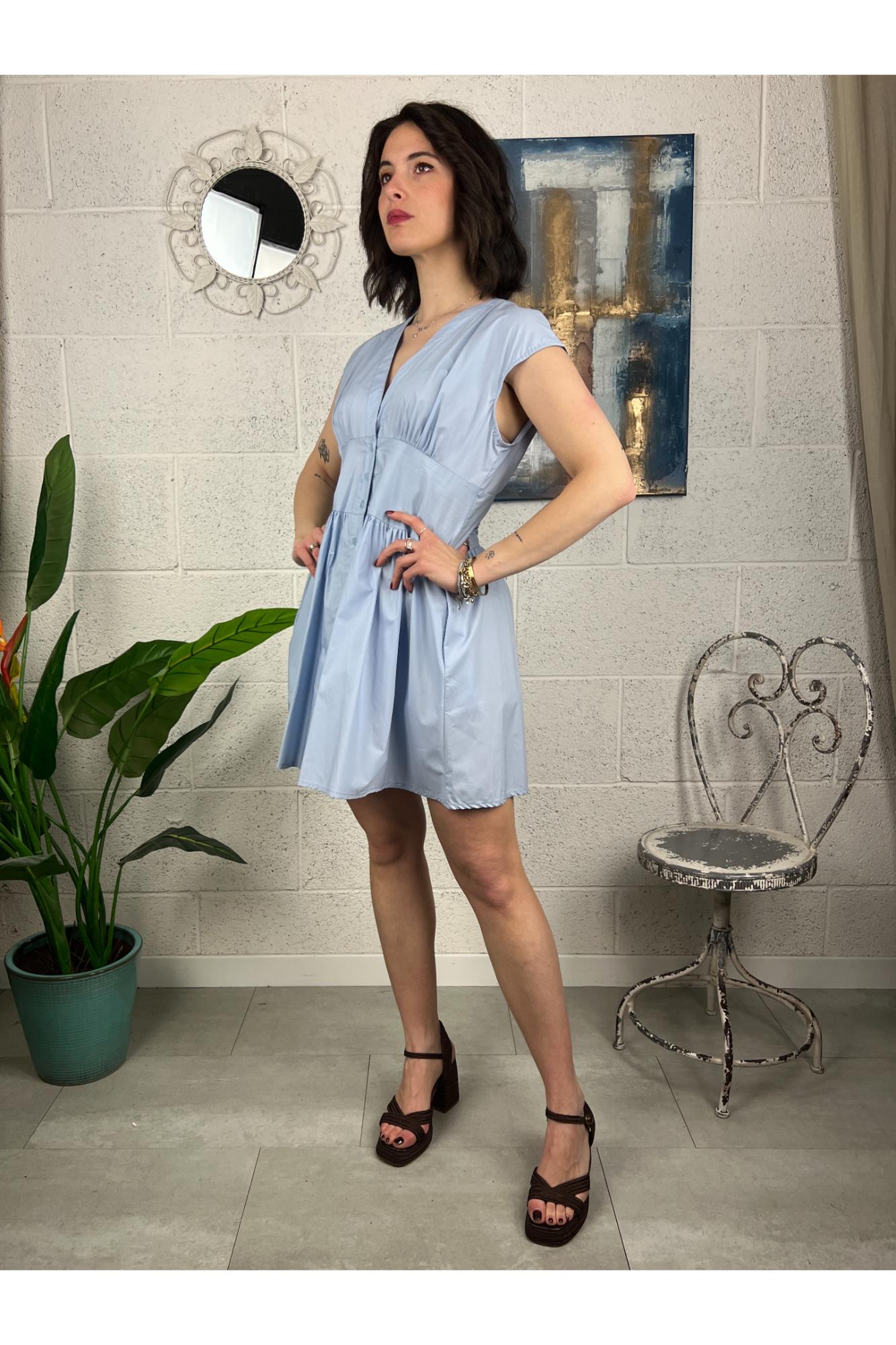 SUSY MIX Abito a v con bottoni Susy mix Celeste