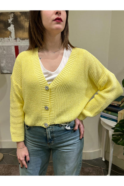 SUSY MIX Cardigan bottone gioiello Susy mix Giallo