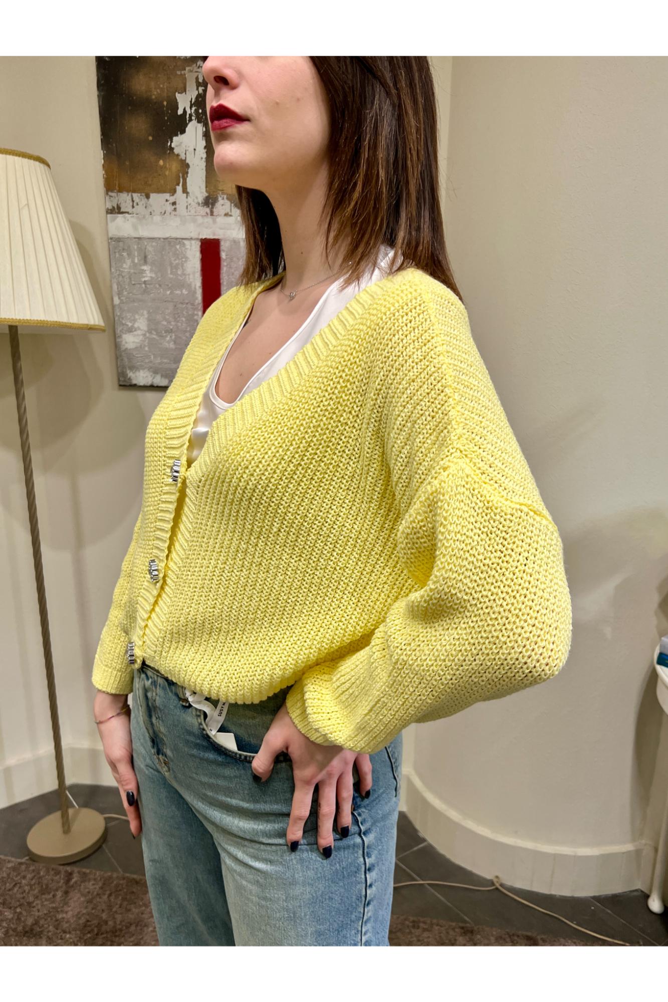 SUSY MIX Cardigan bottone gioiello Susy mix Giallo