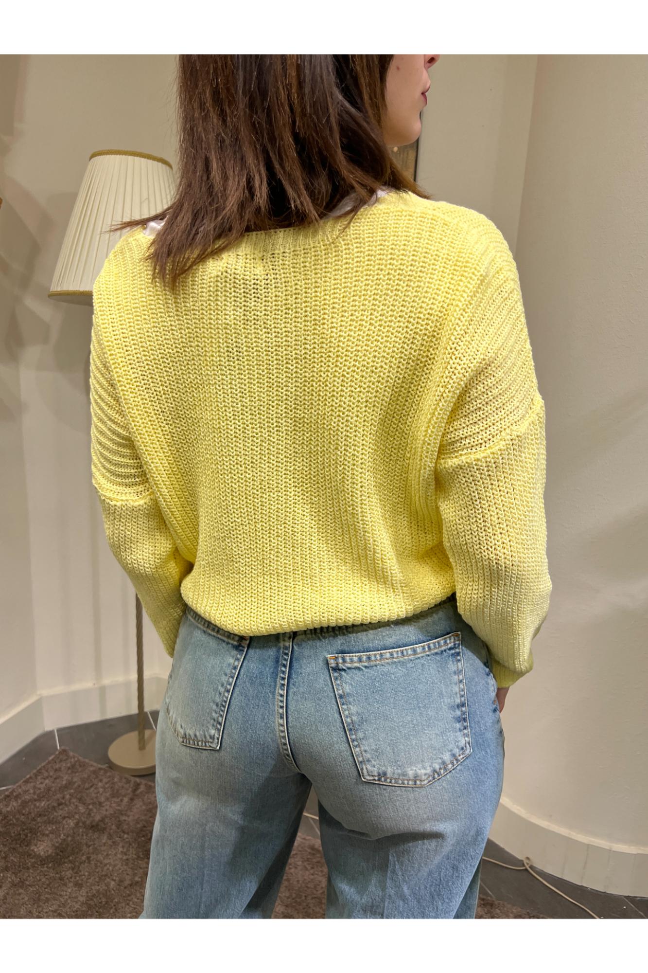 SUSY MIX Cardigan bottone gioiello Susy mix Giallo