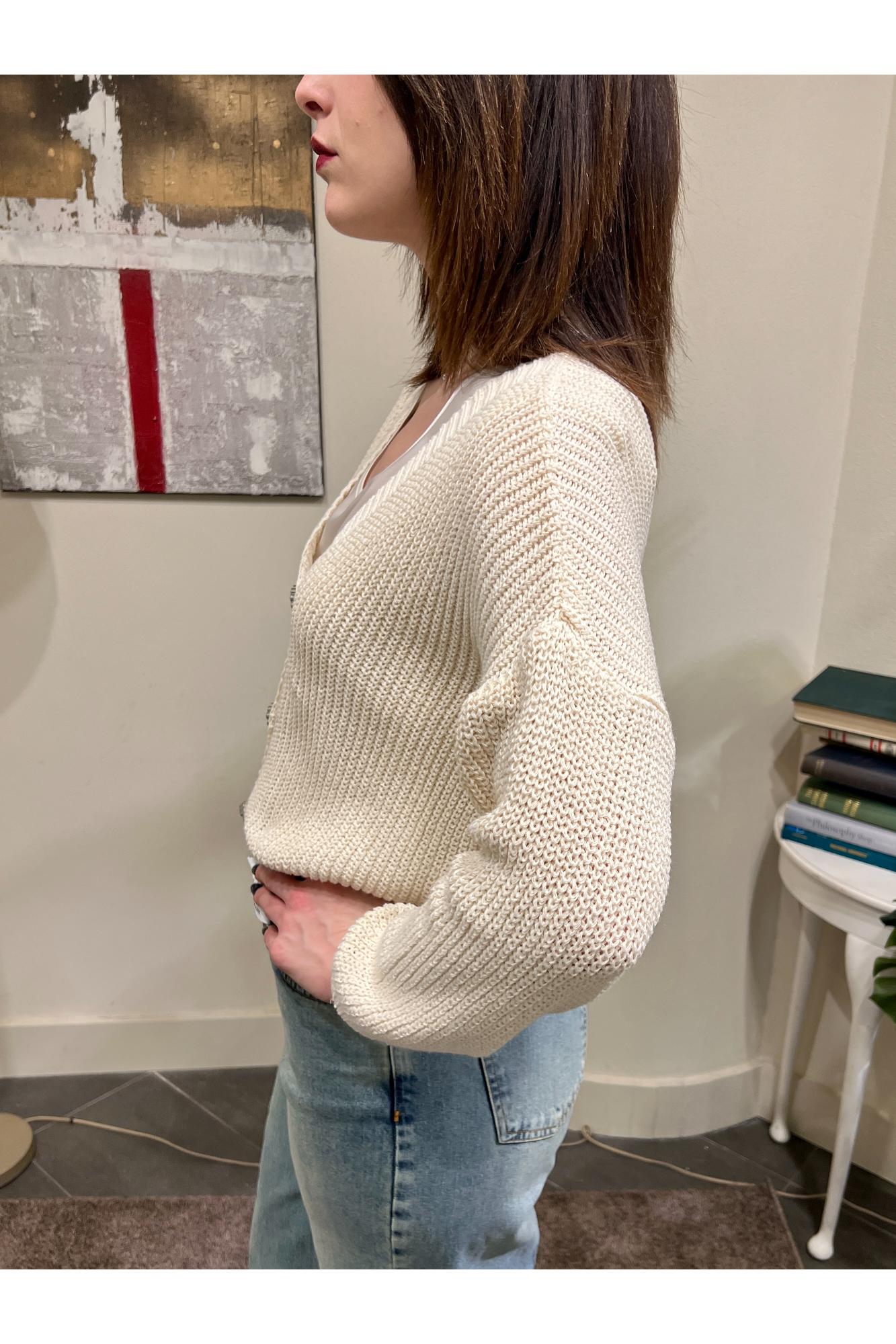 SUSY MIX Cardican bottoni gioiello Susy mix Latte