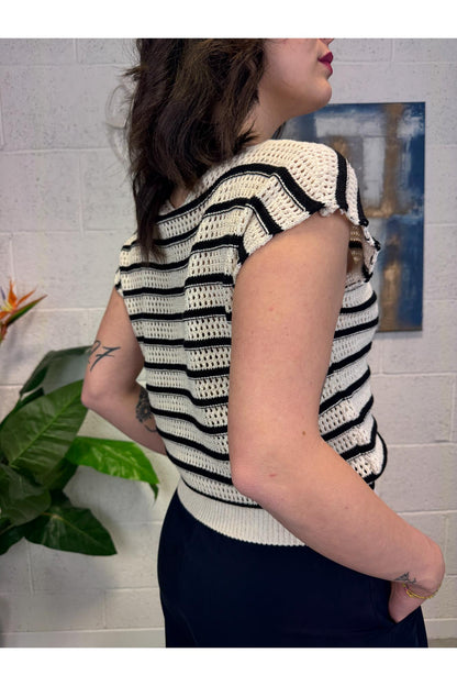 SUSY MIX gilet rigato Susy mix Nero