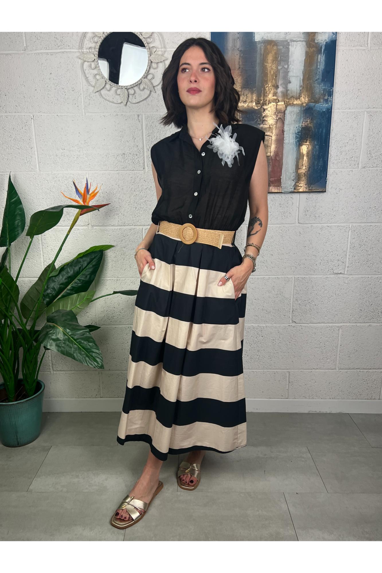 SUSY MIX Abito rigato Susy mix Nero