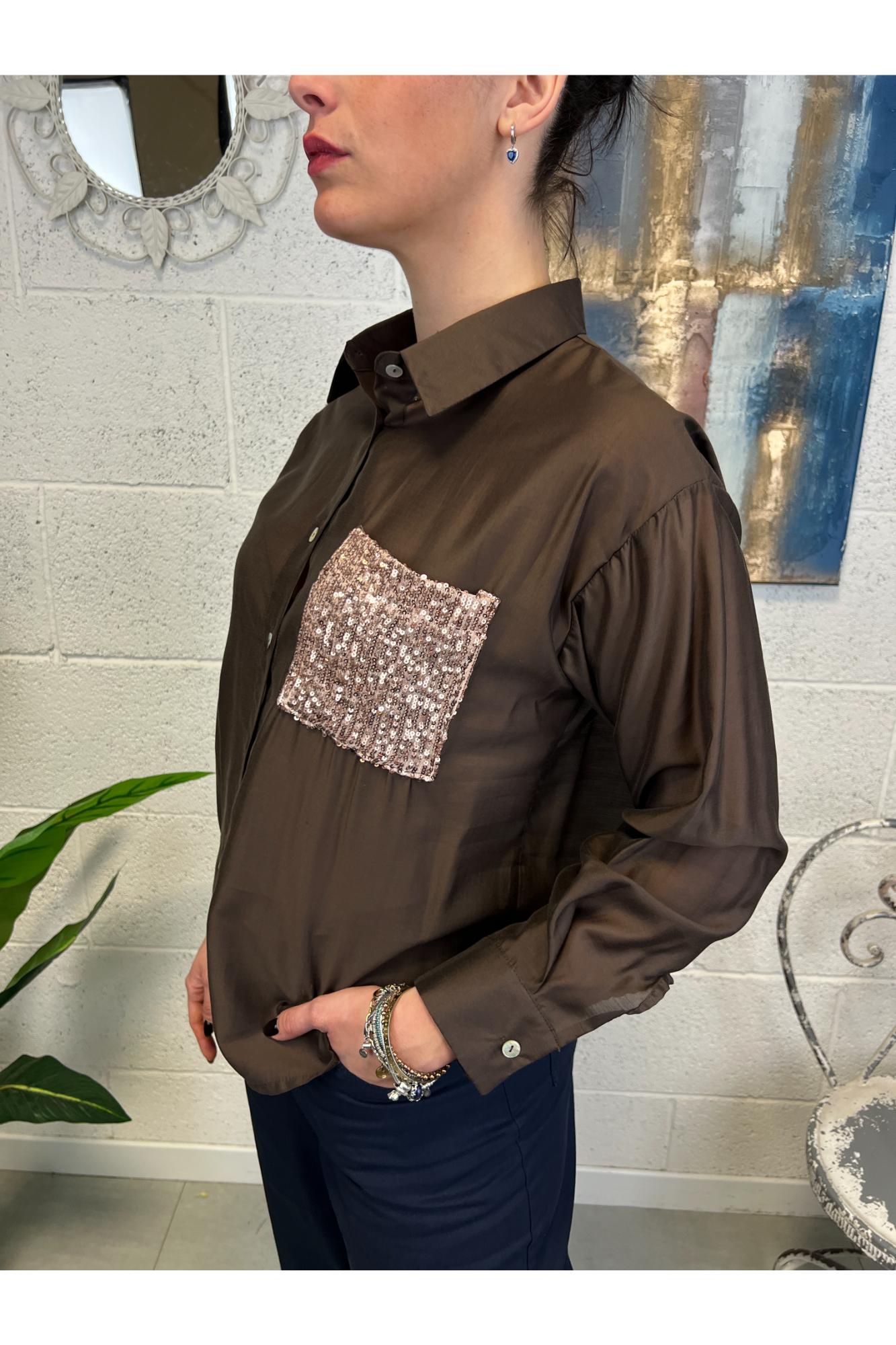 SUSY MIX Camicia con taschino di paillettes Susy mix Moro