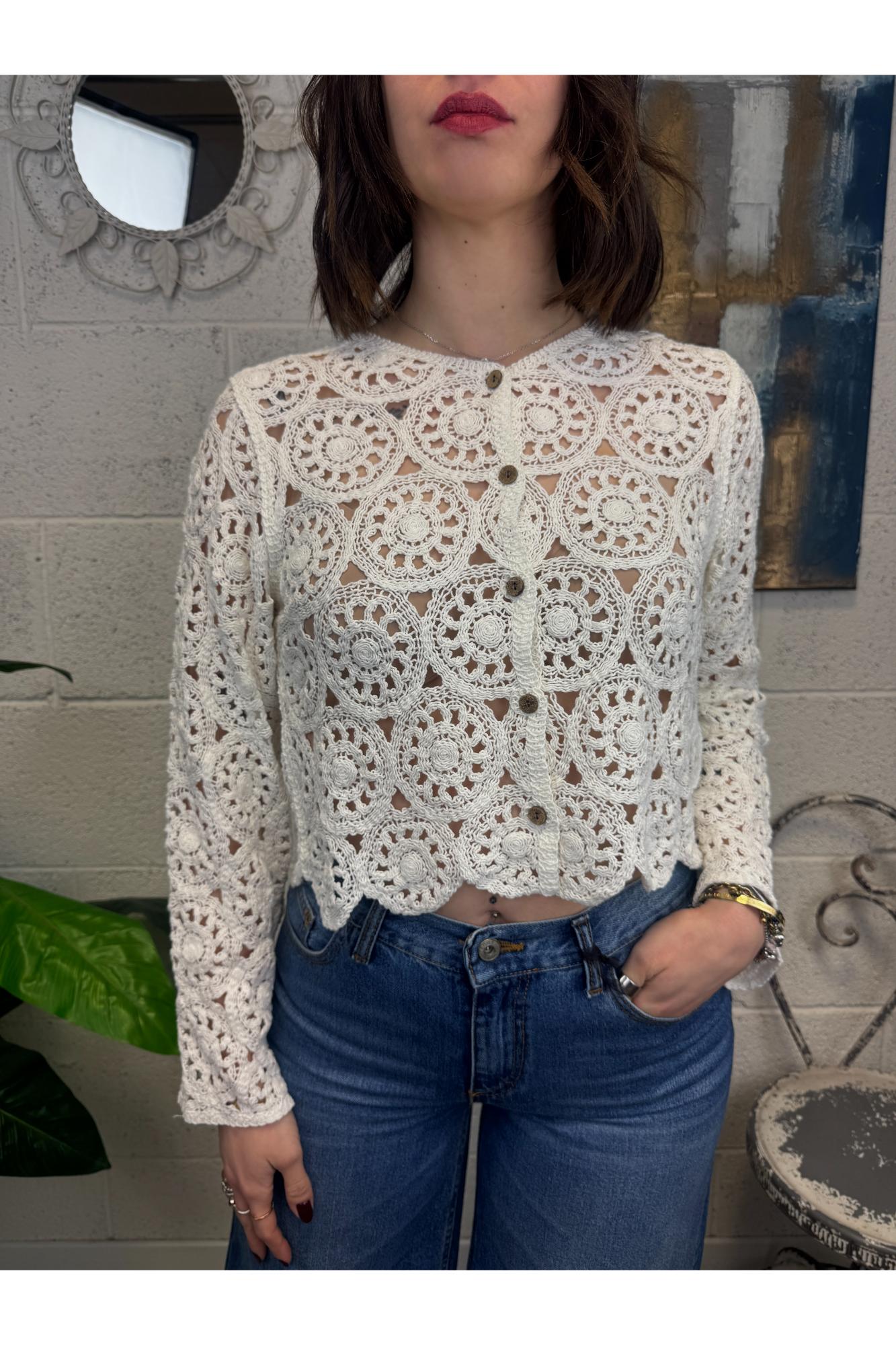 SUSY MIX Cardigan uncinetto Susy mix Bianco