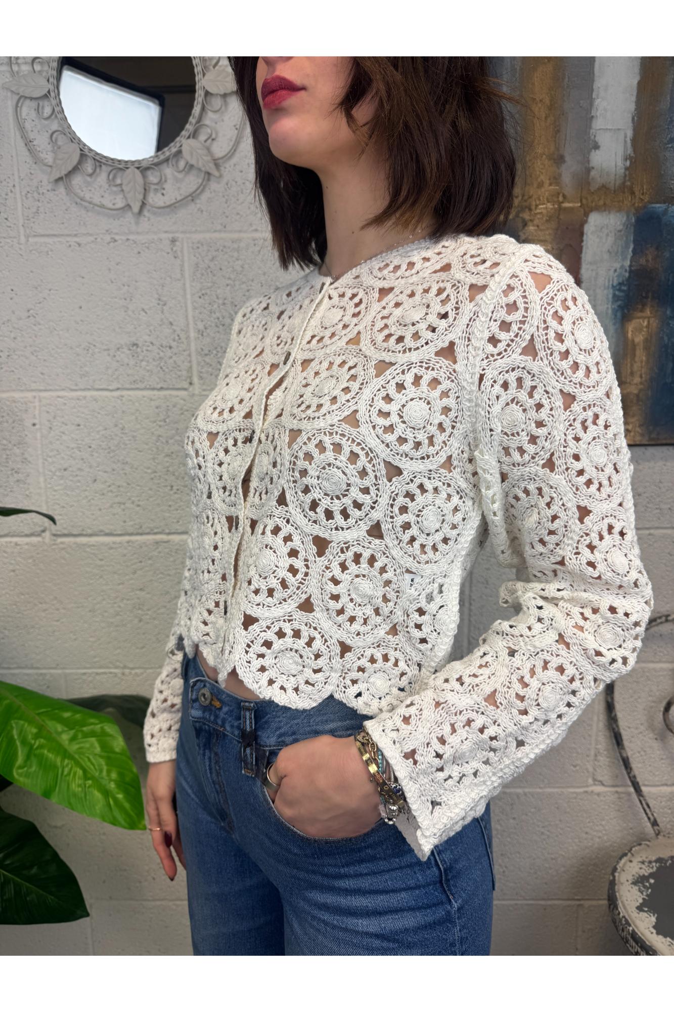 SUSY MIX Cardigan uncinetto Susy mix Bianco