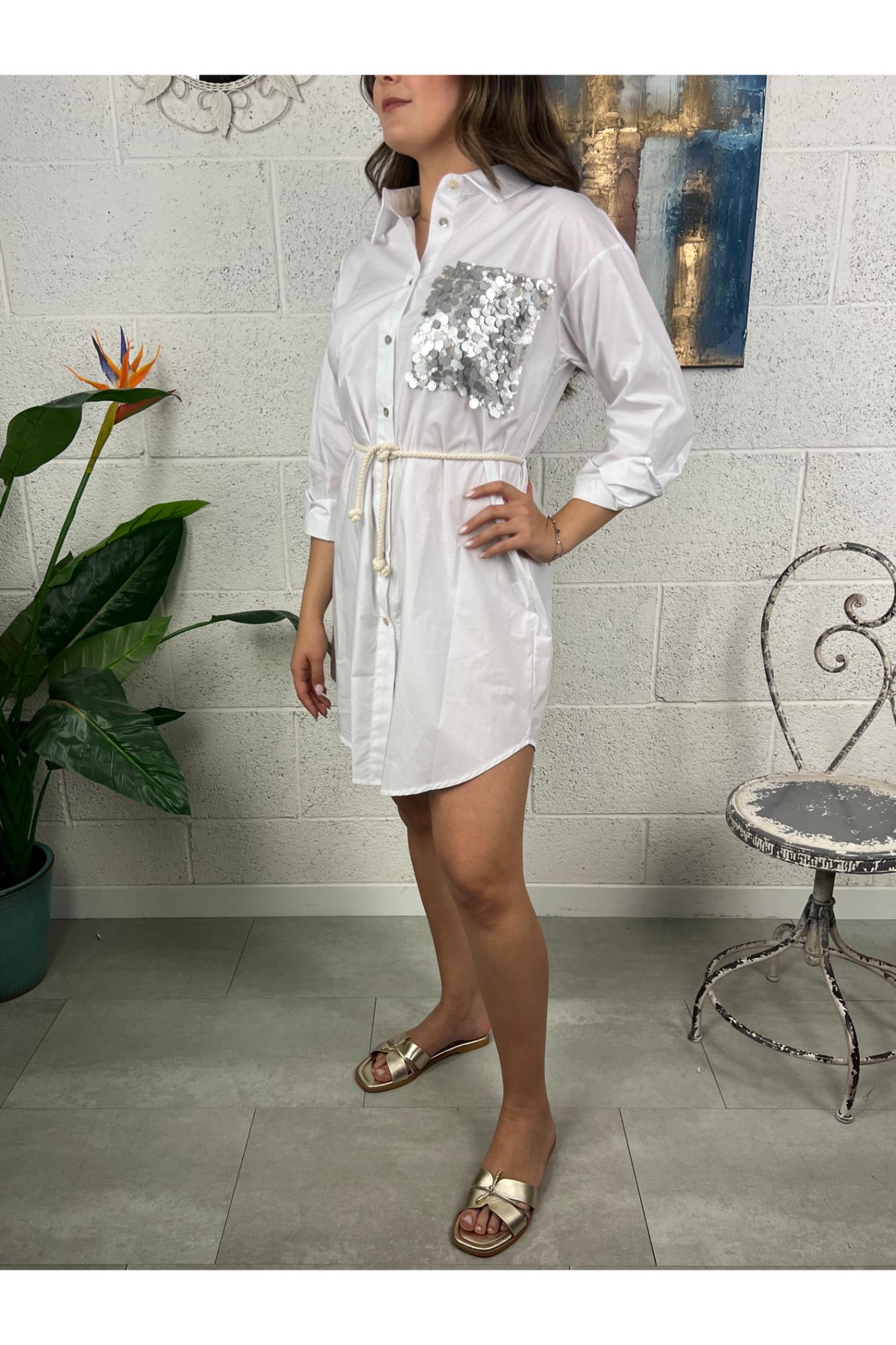 SUSY MIX Abito con taschino di paillettes Susy mix Bianco