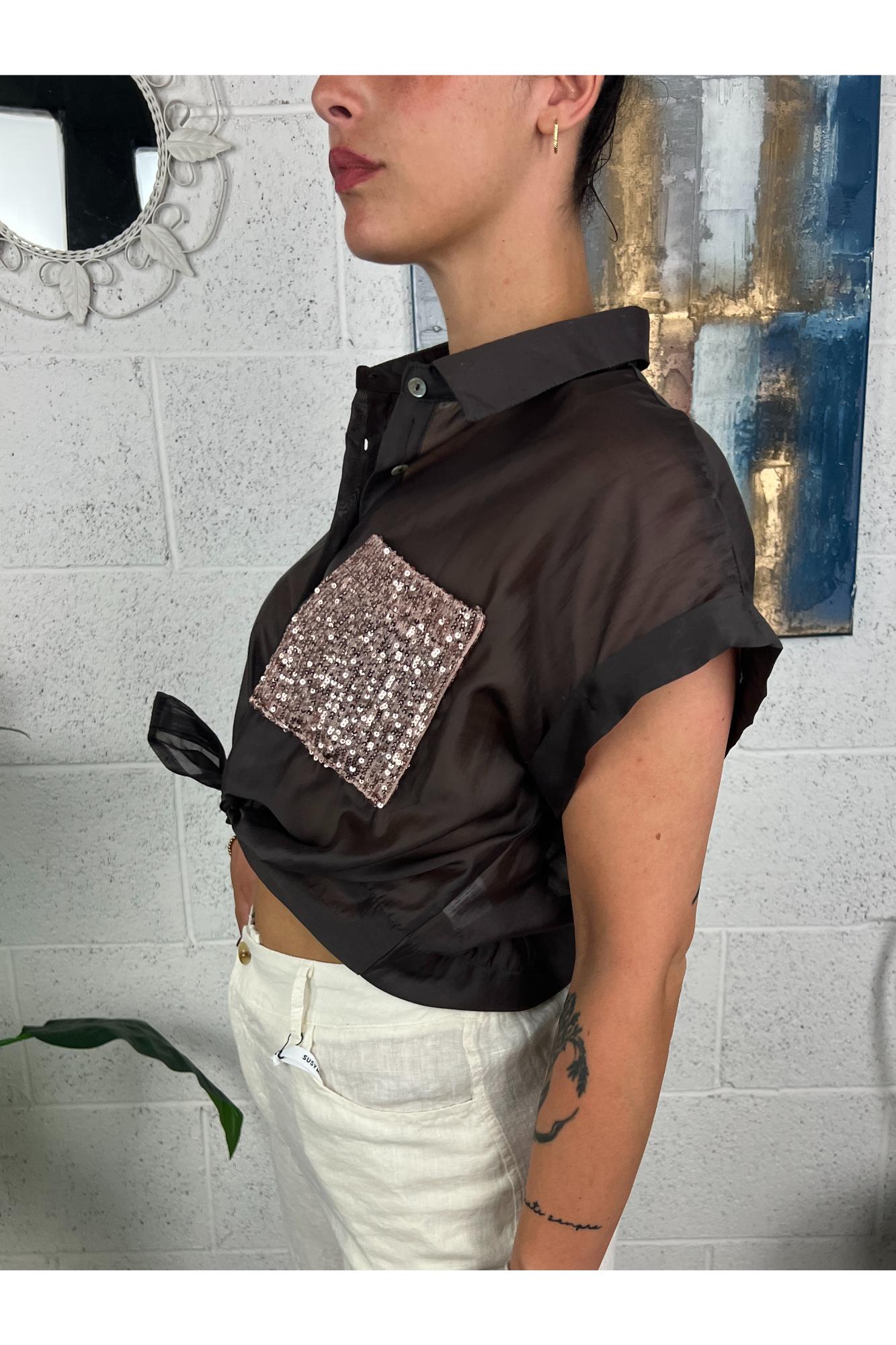 SUSY MIX Camicia con taschino di paillettes Susy mix Moro