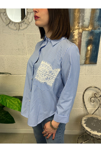 SUSY MIX Camicia con pizzo Susy mix Celeste