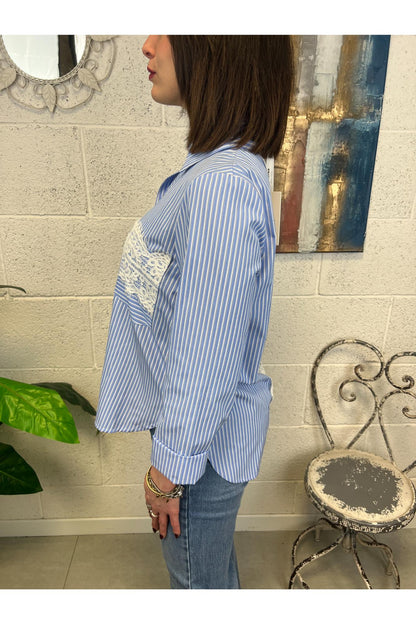 SUSY MIX Camicia con pizzo Susy mix Celeste