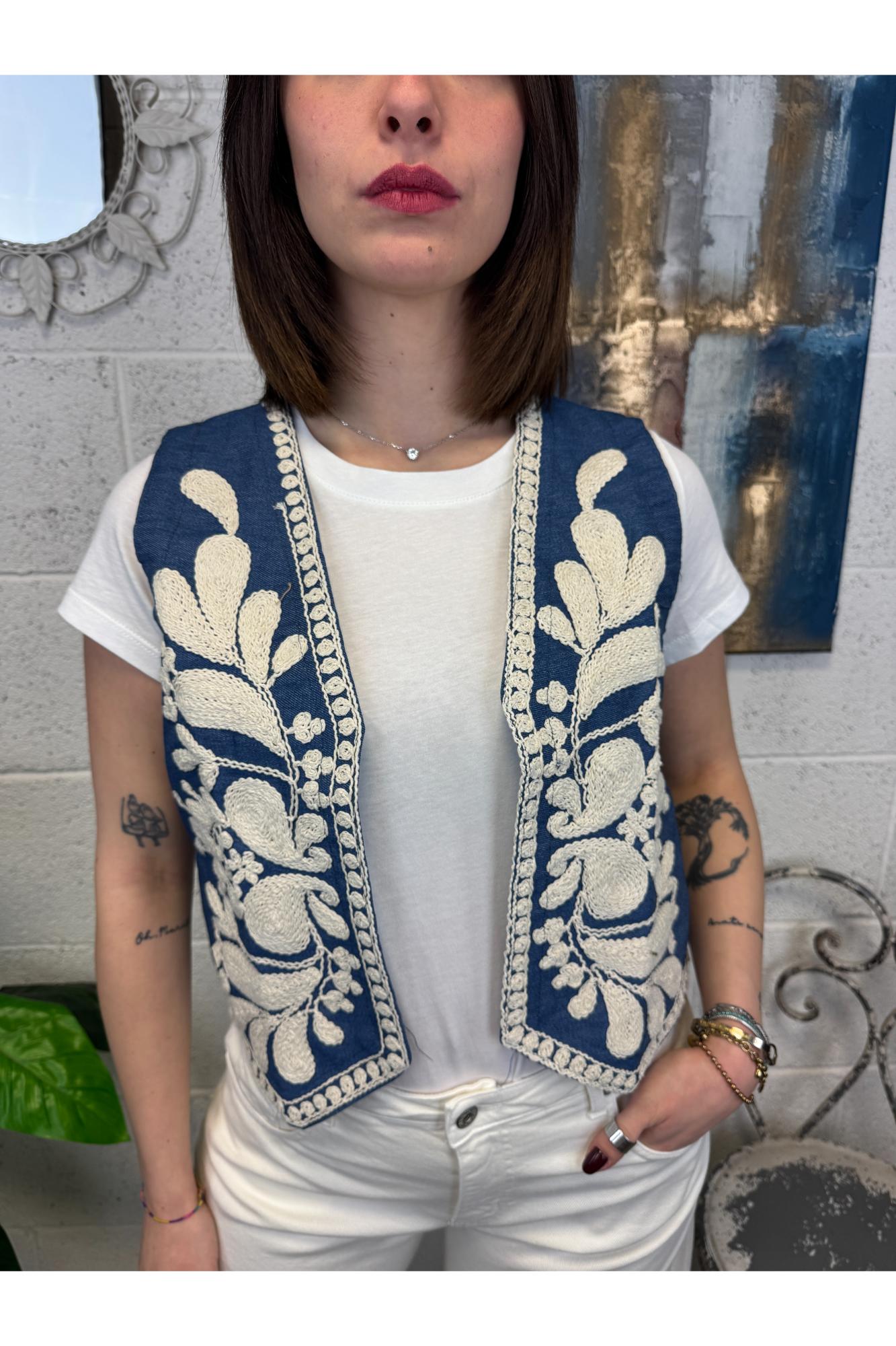 SUSY MIX Gilet ricamato Susy mix Jeans