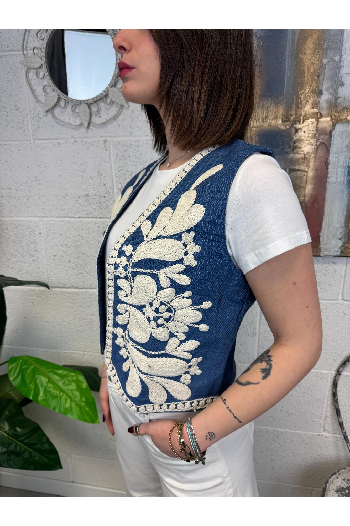 SUSY MIX Gilet ricamato Susy mix Jeans