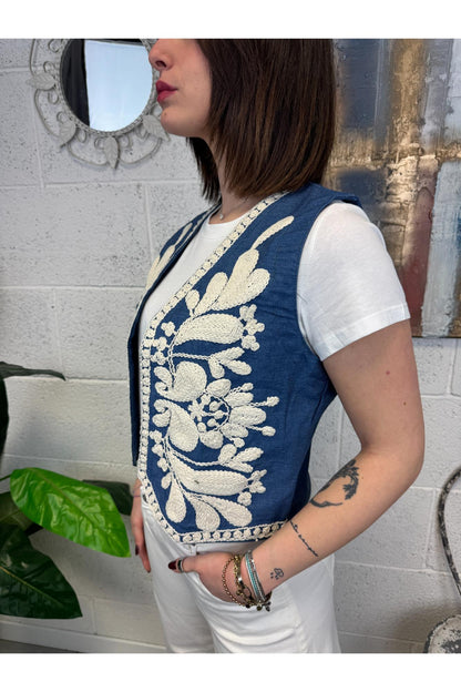 SUSY MIX Gilet ricamato Susy mix Jeans