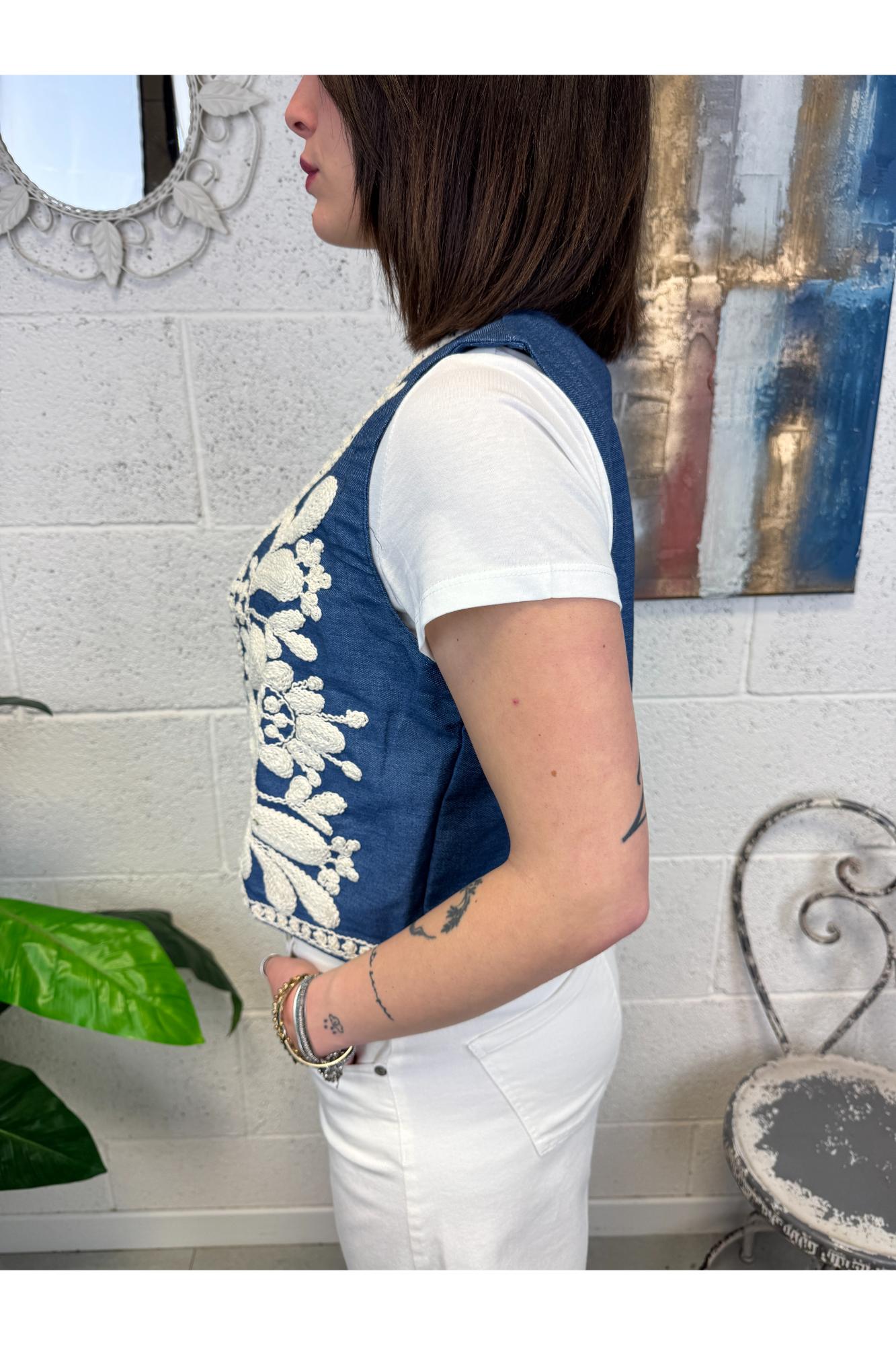 SUSY MIX Gilet ricamato Susy mix Jeans