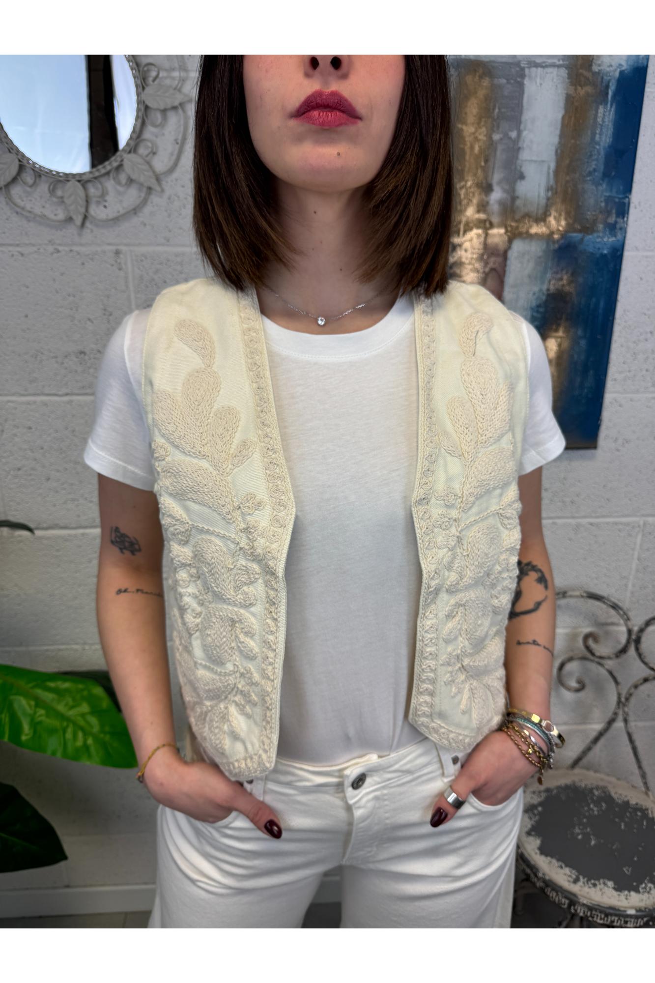 SUSY MIX Gilet ricamato Susy mix Latte