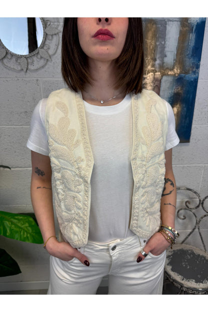 SUSY MIX Gilet ricamato Susy mix Latte