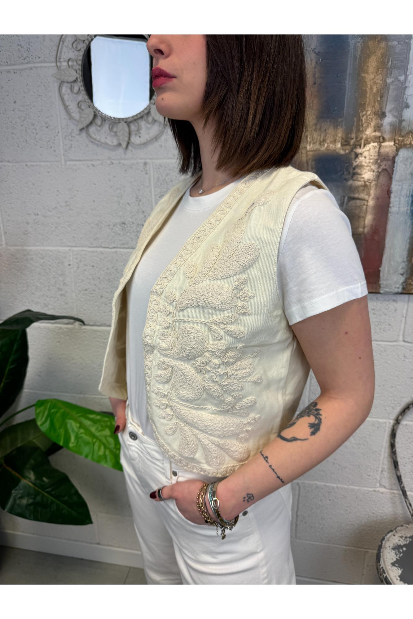 SUSY MIX Gilet ricamato Susy mix Latte