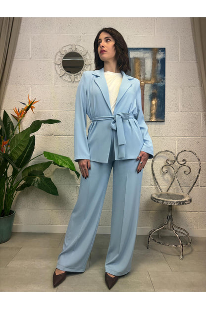 SUSY MIX Completo giacca e pantalone Susy mix Celeste