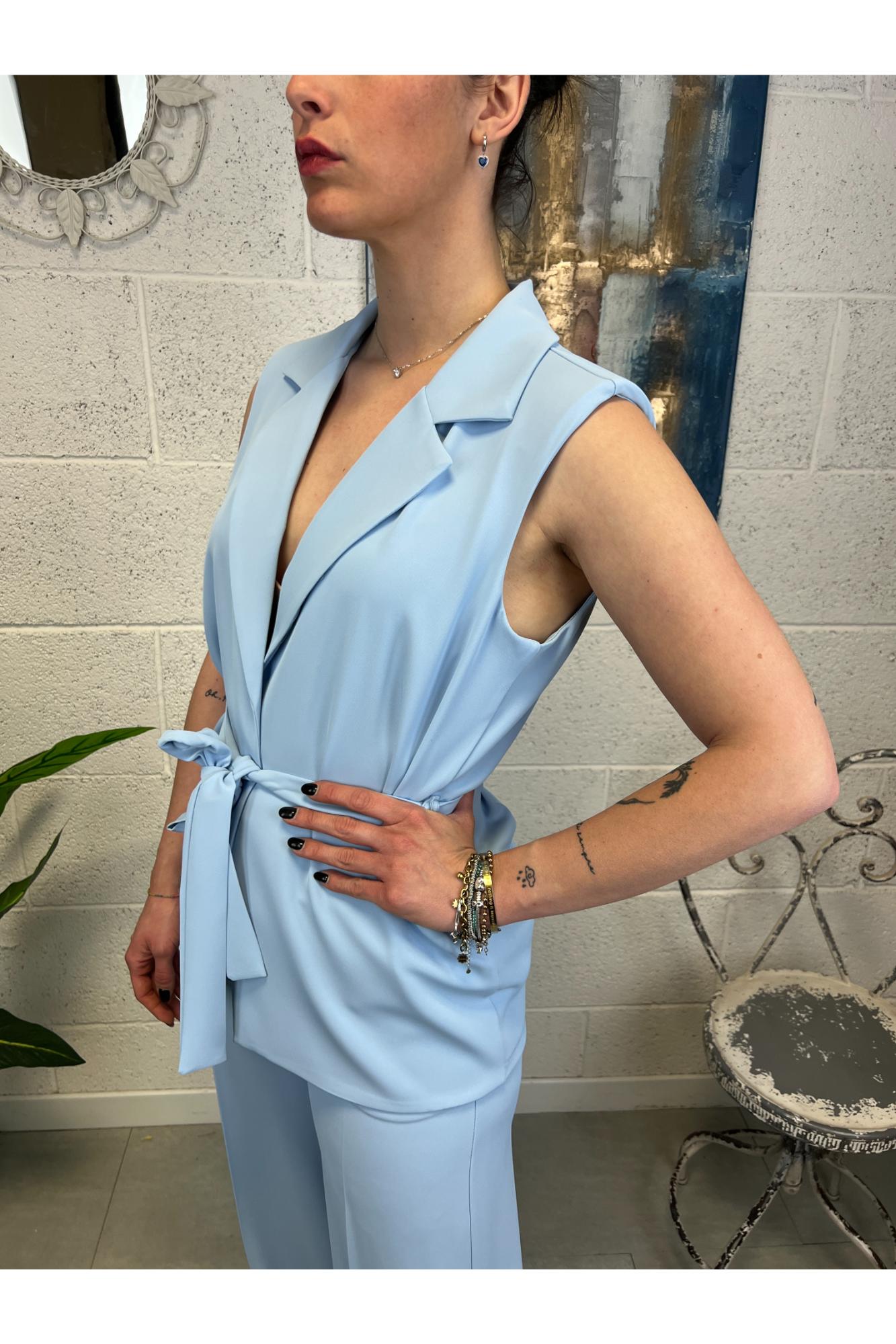 SUSY MIX Completo gilet e pantalone Susy mix Celeste